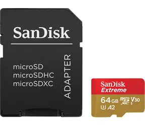 SanDisk Extreme microSDXC 64GB + adaptér / Class 10 / UHS-I / čtení: až 170MBs