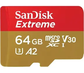 SanDisk Extreme microSDXC 64GB + adaptér / Class 10 / čtení: až 170MBs 