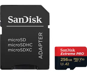 SanDisk Extreme PRO microSDXC 256GB + adaptér / Class 10 / UHS-I / čtení: až 200MBs