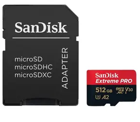 SanDisk Extreme PRO microSDXC 512GB + adaptér / Class 10 / UHS-I / čtení: až 200MBs