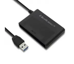 Qoltec 50644 HDD/SSD na USB adapter 0.13m černá / Datový adaptér / SSD 2.5 SATA 3 / USB 3.0