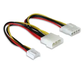 Delock Napájecí kabel Molex 4pin (M) - Molex 4 pin (F) + 4 pin Floppy 0.2m