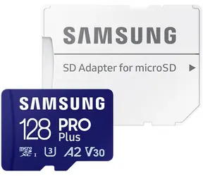 SAMSUNG PRO Plus microSDXC 128 GB + SD adaptér / UHS-1 / Class 10 / U3 / Čtení: 180MBps / Zápis: 130MBps