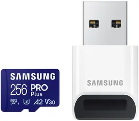 SAMSUNG PRO Plus microSDXC 256 GB + USB adaptér / UHS-1 / Class 10 / U3 / Čtení: 180MBps / Zápis: 130MBps
