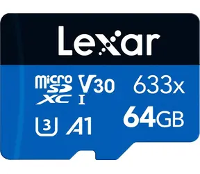 Lexar High-Performance 633x microSDXC 64 GB / UHS-I V10 / U1 / Class 10 / rychlost čtení 100MBs / zápis 45MBs
