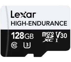 Lexar High-Endurance microSDHC/SCXC 128 GB / UHS-I V30 / U3 / Class 10 / rychlost čtení 100MBs / zápis 45MBs