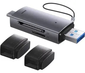Baseus WKQX060113 Lite Series Čtečka paměťových karet šedá / SD/TF / USB / USB-C 