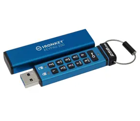 Kingston IronKey Keypad 200 256GB modrá / Flash Disk / USB 3.2 Gen 1 - (USB-A) / FIPS 140-3 Level 3