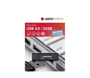 AgfaPhoto USB 3.0 32GB černá / Flash Disk / USB-A 3.0 / R:45 MB/s / W:15 MB/s  