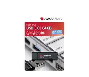 AgfaPhoto USB 3.0 64GB černá / Flash Disk / USB-A 3.0 / R:55 MB/s / W:20 MB/s  