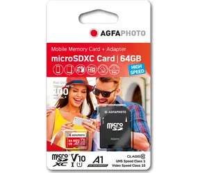 AgfaPhoto MicroSDXC 64GB + Adaptér (10582) / R:80 MB/s / W:20 MB/s / Class 10 