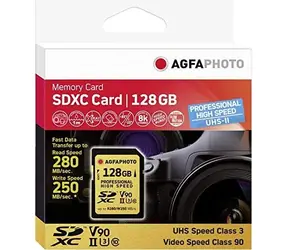 AgfaPhoto SDXC Professional 128GB (10622) / R:280 MB/s / W:250 MB/s / Class V90 