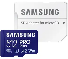 SAMSUNG Micro SDXC PRO Plus 512GB + SD adaptér / UHS-1 / Class 10 / U3 / Čtení: 180MBps / Zápis: 130MBps