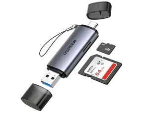 UGREEN Čtečka karet USB-C (M) - USB-A (M) šedá / SD / micro SD