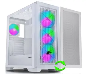 EVOLVEO Ptero Q2W+ bílá / ATX / 2x USB 2.0 + 1x USB 3.0 / bez zdroje / 4x 120mm ARGB / průhledná bočnice