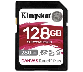 Kingston Canvas React Plus V60 SD 128GB / UHS-II / V60 / U3 / Class 10