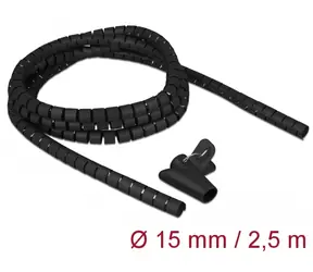 DeLock Spirálová hadice na kabel 2.5m x 15mm černá