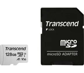 Transcend 300S microSDXC 128GB + adaptér / Class 10 / UHS-I / U3 / V30 / R: 95MBs / W: 45MBs