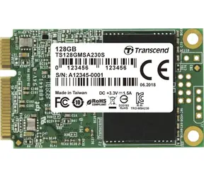 Transcend MSA230S 128GB / mSATA / RW: 550/400 MBps / IOPS: 55K/70K / MTBF 1.0mh / 3y