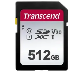 Transcend 300S SDXC 512GB / Class 10 / UHS-I / U3 / V30 / R: 100MBs / W: 85MBs