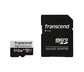 Transcend 350V microSDXC 512GB + adaptér / Class 10 / UHS-I / U3 / R: 95MBs / W: 45MBs