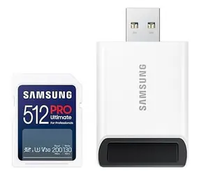 SAMSUNG SDXC PRO ULTIMATE 512GB + adaptér / SDXC / USB 2.0 / Class 10 / R: 200Mbps / W: 130Mbps
