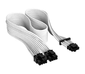 Corsair Premium Sleeved PCIe 5.0 12VHPWR PSU adapter cable bílá / 50 cm