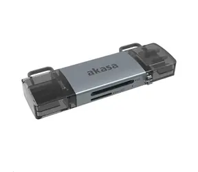 AKASA AK-CR-12 Čtečka paměťových karet stříbrná / USB-C 3.2 / USB-A 3.2 / 5Gbps 