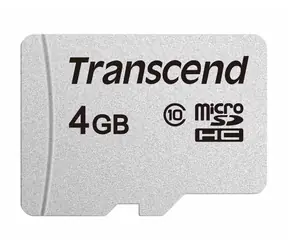 Transcend microSDHC 300S 4GB / Class 10 / čtení: 20 MB/s / zápis: 10MB/s 
