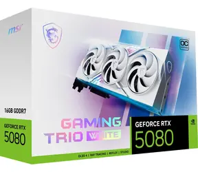 MSI GeForce RTX 5080 GAMING TRIO WHITE 16GB OC / 2715MHz / 16GB GDDR7 / 256-bit / 1x HDMI + 3x DP / 850W (16)