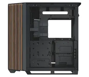 APNX V1 Midi-Tower ATX case černá-dřevo / ATX / 3x 360 mm ARGB / 1x 120mm ARGB / bez zdroje / průhledná bočnice