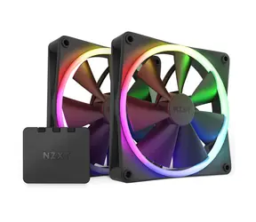 NZXT F140 PWM 2ks + ovladač černá / 140mm / Fluid Dynamic Bearing / 32.5 dB @ 1800 RPM / 89.48 CFM / 4-Pin PWM