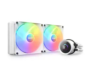 NZXT Kraken RGB 280 bílá / 2x 140mm / Fluid Dynamic Bearing / 34.48 dB @ 1500 RPM / 90.79 CFM / AMD + Intel