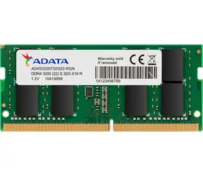 ADATA 8GB (1x8GB) 3200MHz / SO-DIMM DDR4 / Non-ECC / Unbuffered / CL22 / 1.2 V