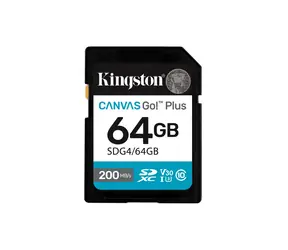 Kingston Canvas Go Plus SDXC 64GB / UHS-I V30 / U3 / Class 10 / čtení: až 200MBs / zápis: až 160 MBs