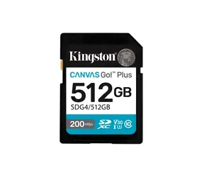 Kingston Canvas Go Plus SDXC 512GB / UHS-I V30 / U3 / Class 10 / čtení: až 200MBs / zápis: až 160 MBs
