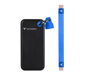 Verbatim Pocket SSD Externí disk 1TB černo-modrá / USB-C 3.2 Gen 2 / R: 1000MBs / W: 1000MBs 