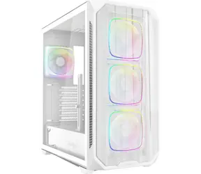 Sharkoon AK5M RGB bílá / ATX / 2x USB 3.2 / 1x USB-C / 4x 120mm / bez zdroje / průhledná bočnice