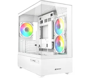 Sharkoon MK6 RGB bílá / ATX / 2x USB 3.2 / 1x USB-C / 3x 120mm / bez zdroje / průhledná bočnice