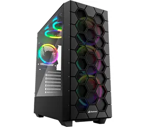 Sharkoon RGB HEX černá / ATX / 2x USB 3.0 / 1x USB-C / 6x 120mm / bez zdroje / průhledná bočnice