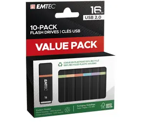 EMTEC K100 USB 16 GB (10ks) / 10x flash disk / USB 2.0 / čtení: 15MBs / zápis: 5MBs 