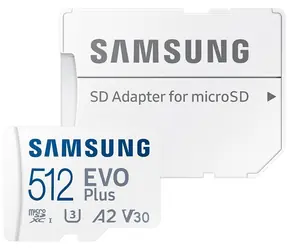 SAMSUNG EVO Plus microSDXC 512GB (MB-MC512SA/EU) + SD adaptér / UHS-1 / Class 10 / U3 / Čtení: 160MBps
