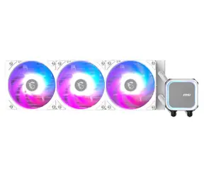 MSI MAG CoreLiquid A13 360 bílá / 3x 120mm / 31.1 dB @ 2000 RPM / 62.6 CFM / AMD + Intel