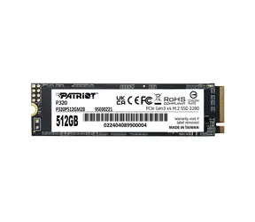 PATRIOT P320 512GB / SSD / M.2 2280 / PCIe Gen3 x4 / Heatsink / R: 3000MBps / W: 2200MBPs / 5y