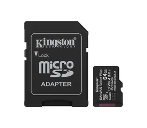 Kingston Canvas Select Plus Gen3 microSDXC 64GB s adaptérem / UHS-I V30 / U3 / Class 10 / čtení: až 100MBs / zápis: až 1