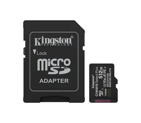 Kingston Canvas Select Plus Gen3 microSDXC 512GB s adaptérem / UHS-I V30 / U3 / Class 10 / čtení: až 150MBs / zápis: až 