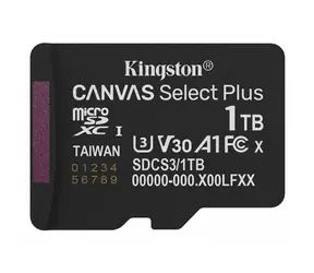 Kingston Canvas Select Plus Gen3 microSDXC 1TB / UHS-I V30 / U3 / Class 10 / čtení: až 150MBs / zápis: až 150 MBs