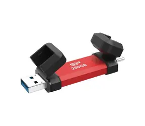 Silicon Power DS72 250GB červená / Externí SSD / R: 1050 MBs / W: 850 MBs / USB-A + USB-C 3.2 Gen 2