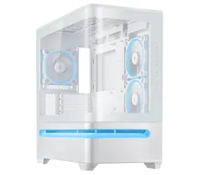 ASUS PRIME AP202 TG ARGB bílá / M-ATX / 2xUSB-A + 1xUSB-C / 3x 120 mm / bez zdroje