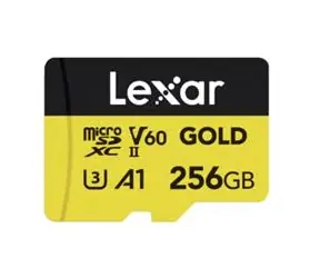 Lexar Gold microSDXC 256 GB / V60 / U3 / A1 / Rychlost čtení až: 280 MBs / Rychlost zápisu až: 180 MBs